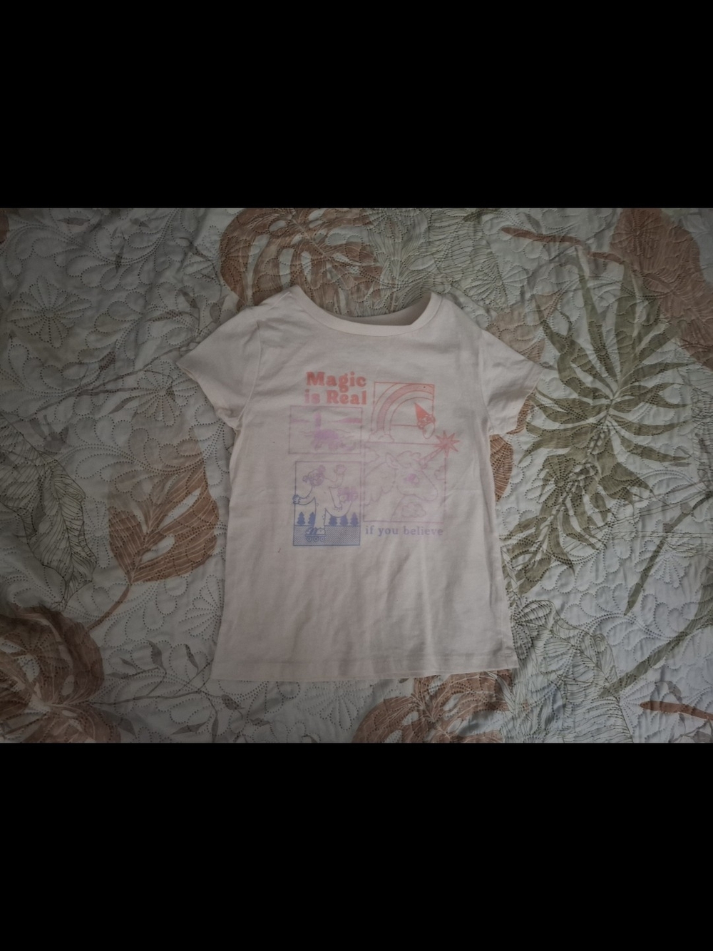 Carter's White Short Sleeve Tee with Pastel Pink & Light Blue Graphic